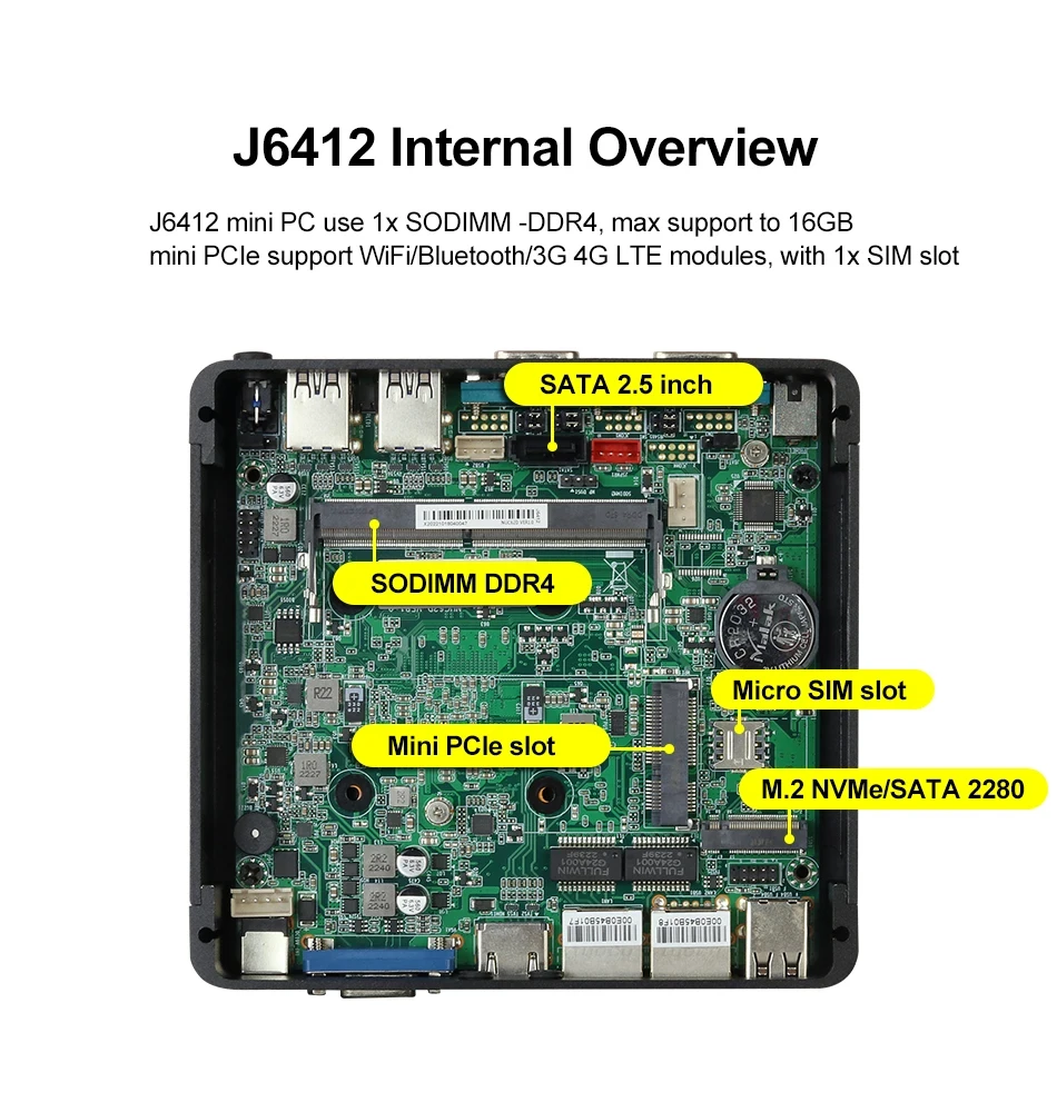 Industrial Mini PC Intel J6412 I5-4200U I5-5200U 2xLAN 2xRS232 4xUSB WiFi Linux Windows 10 Embedded Computer Industrial Grade