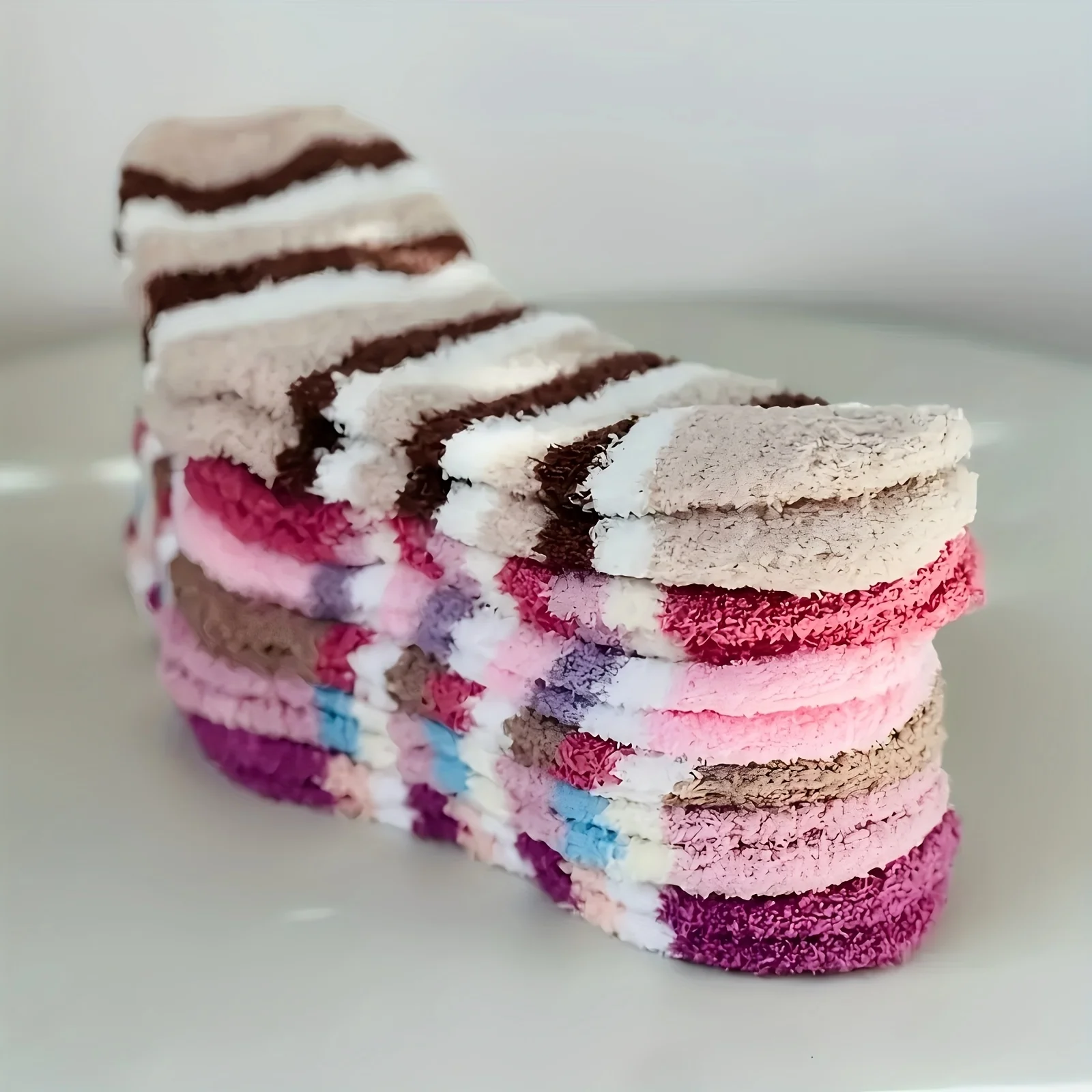 12pcs Women's Fleece-Lined Winter Socks - Thick and Warm Indoor Slippers and Floor Socks,Striped Cuffs-Soft/Outdoor Style Tights