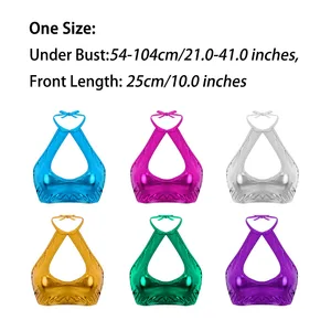 نسائي لامع معدني فو جلد الرسن المحاصيل بلوز, ملهى ليلي الحزب, مهرجان الهذيان مثير قمصان, أداء المسرح, زي الرقص القطب أفضل 8 مجموعة رقص على العمود مبيعا - رقم 3