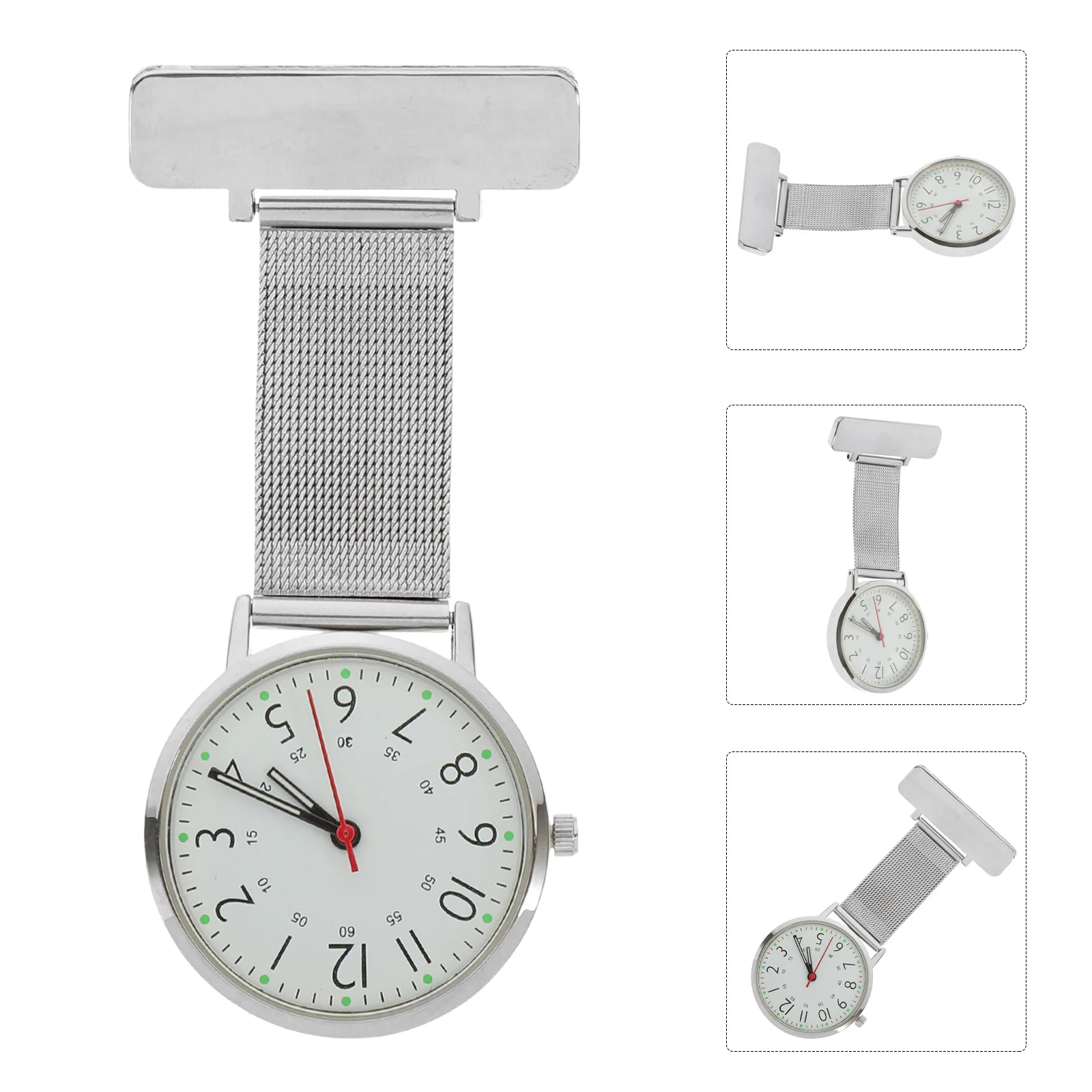 

Digital Nurses Watch Silver Clip Nurse Chest Hanging Lapel Pin Stainless Steel Accurate Timekeeping Hospital Use Nursing Watches