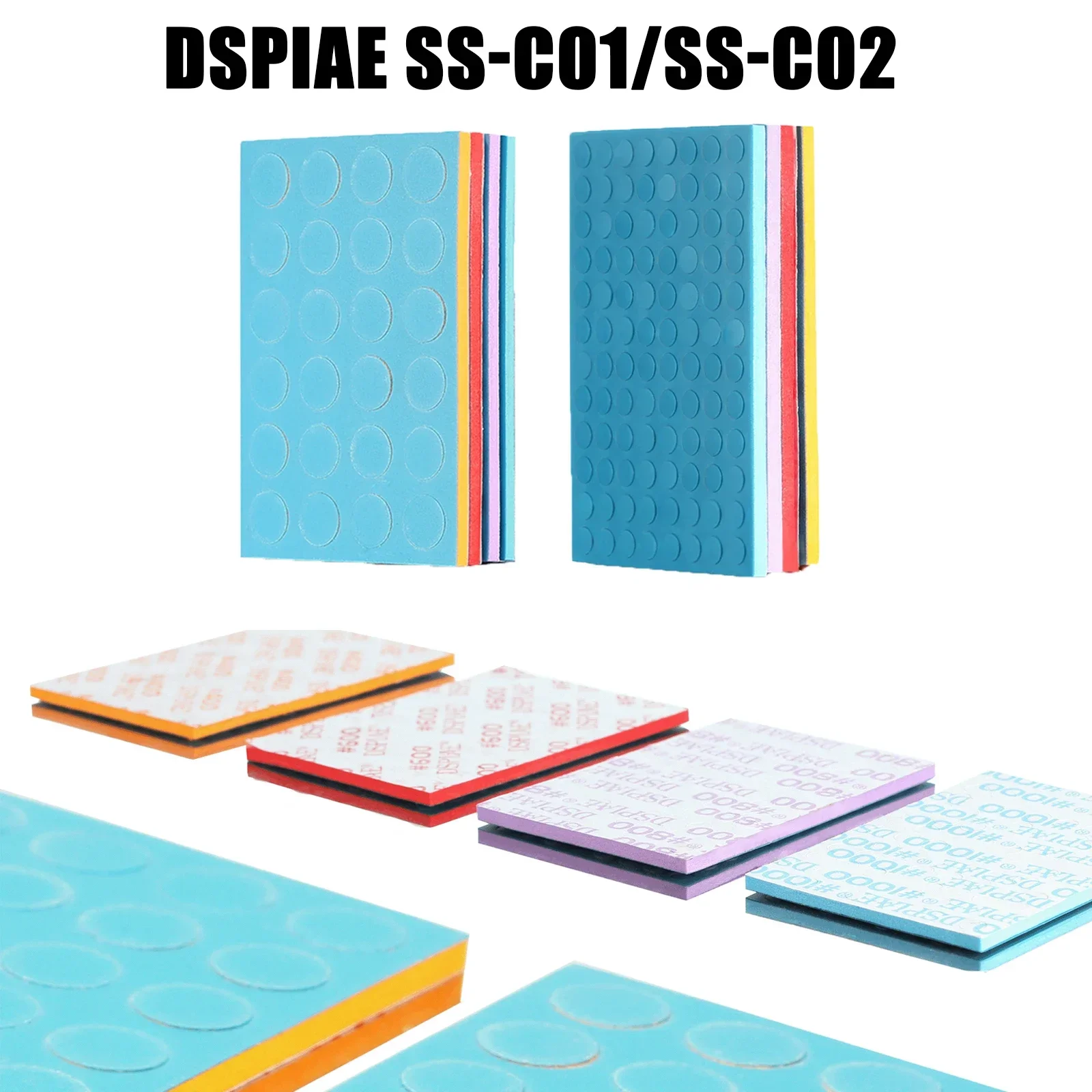 DSPIAE SS-C01 SS-C02  Sponge sandpaper Double Side Abrasive model Tools Sanding Sponge Block Polishing sponge for hobby