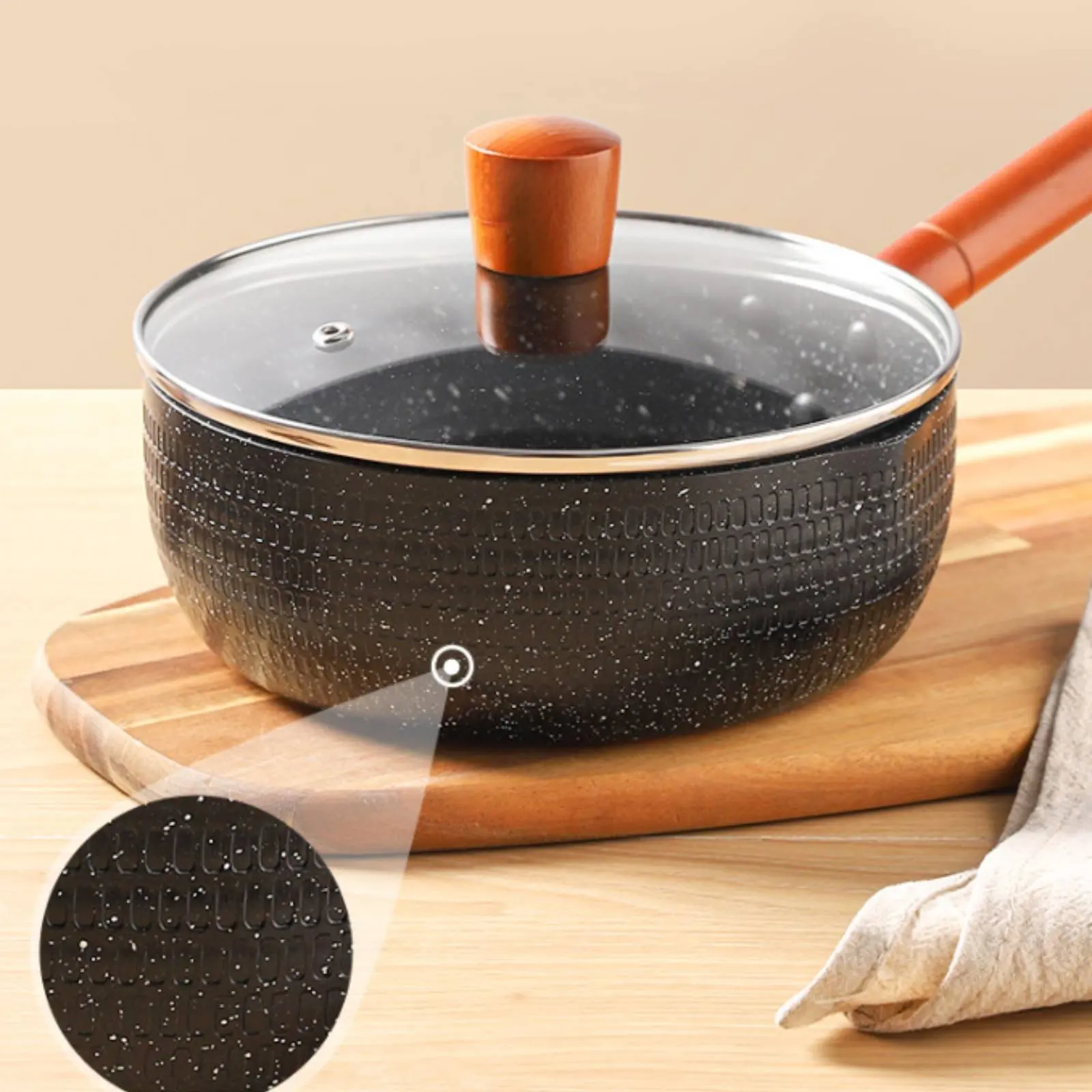 Japanese Yukihira Pan Maifan Stone Coating Non-Stick Milk Pan Saucepan Multi-Functional Cookware Easy to Clean for Dorm Room - view 5