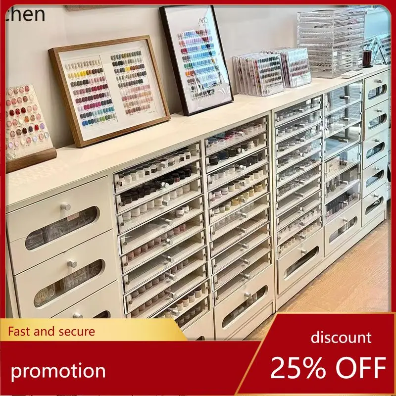 

YFY Solid Wood Display Storage Cabinet Nail Polish Gel Storage Cabinet Nail Salon Floor Display Cabinet