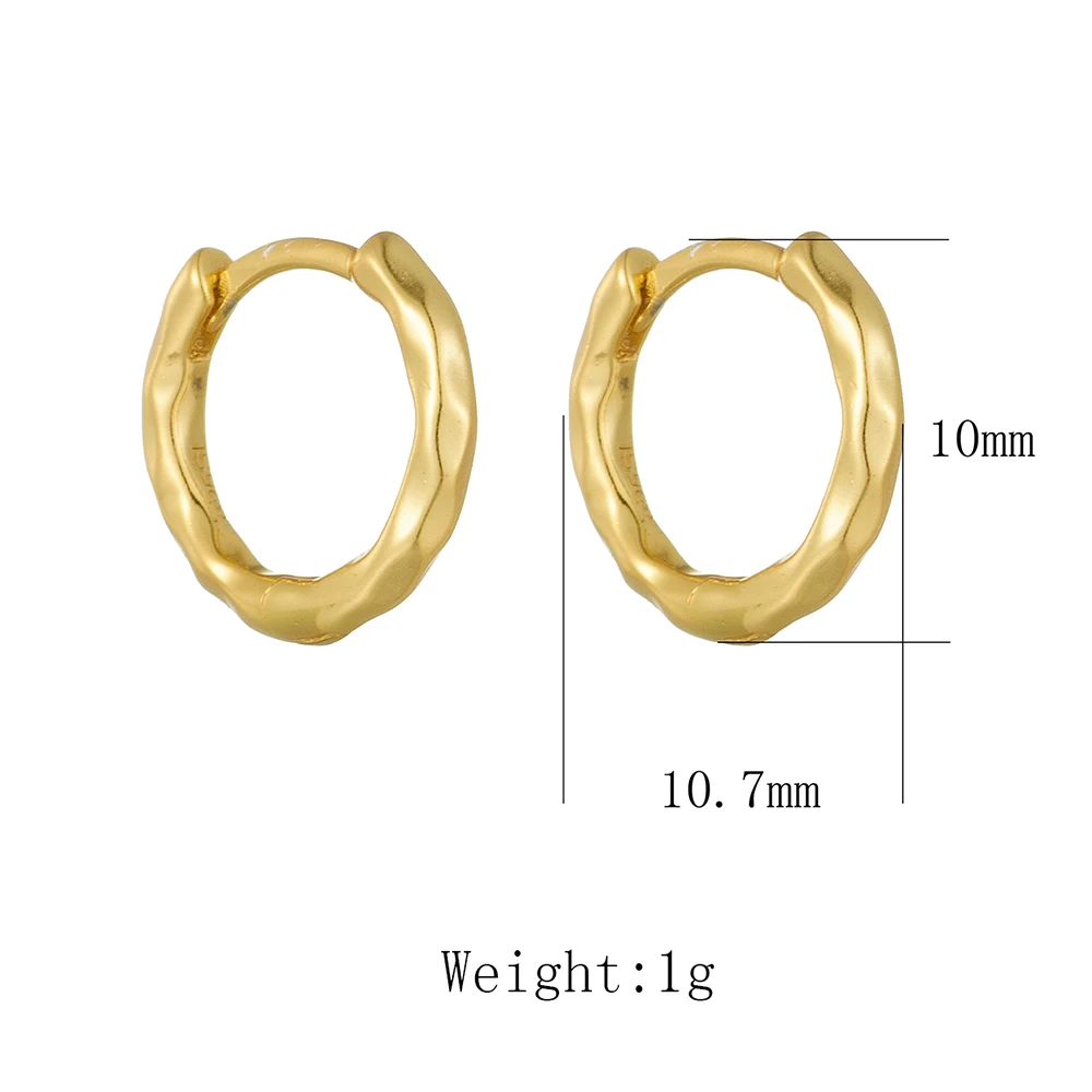 925 Sterling Silver 14K Gold Plated Mini Hammered Textured Huggie Hoops Small Cartilage Dainty Women Minimalist Daily Jewelry
