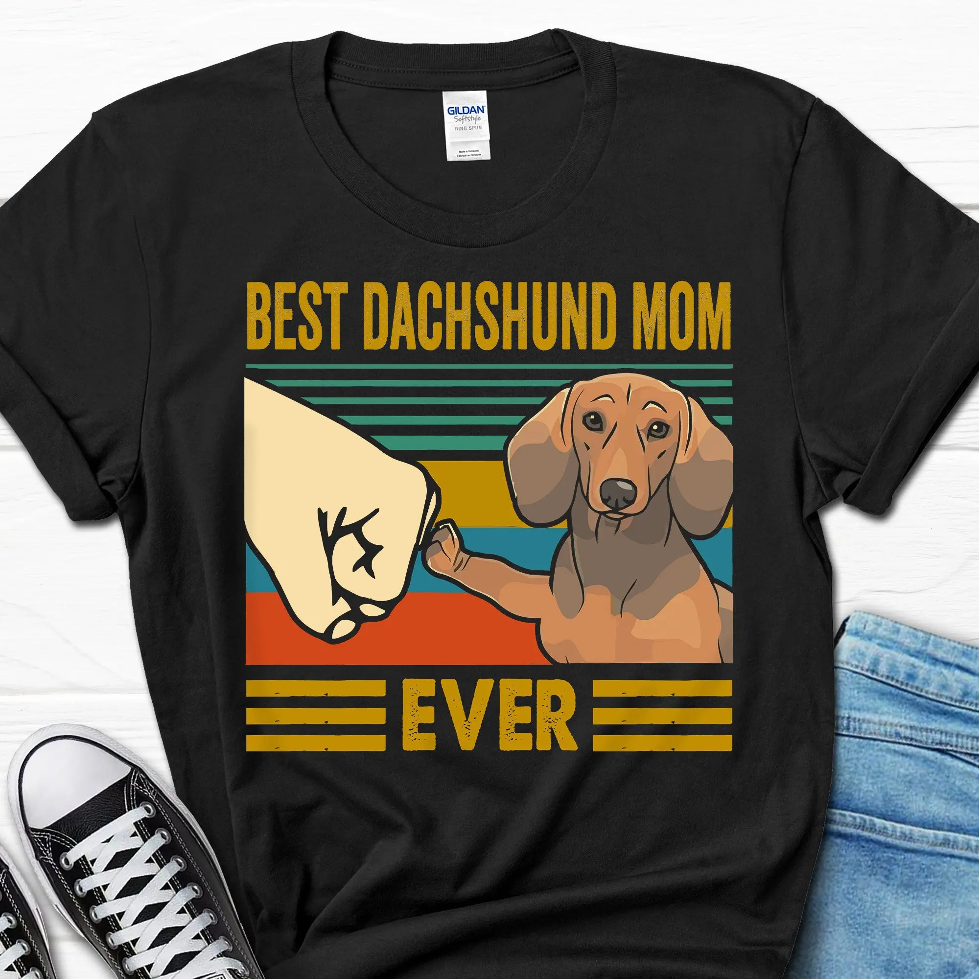 Dachshund Mom Funny T Shirt Best Ever Women's for Her Doxie Wiener Dog Weenie