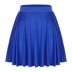 Womens Solid Color Ruffle Skirt Casual Elastic Waistband Breathable Flared Skirts Loungewear Homewear Dance Performance Costumes