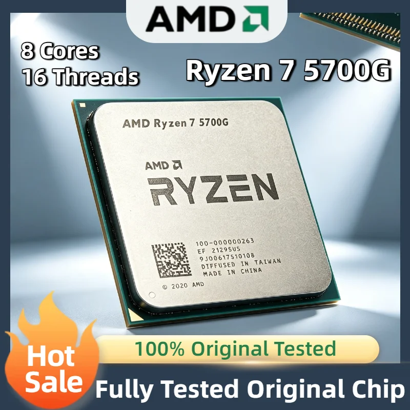 Procesador de Escritorio AMD Ryzen 7 5700G de 8 Núcleos y 16 Subprocesos a 4.6GHz, CPU AM4 de 7nm con Gráficos Integrados Radeon, Compatible con 4K
