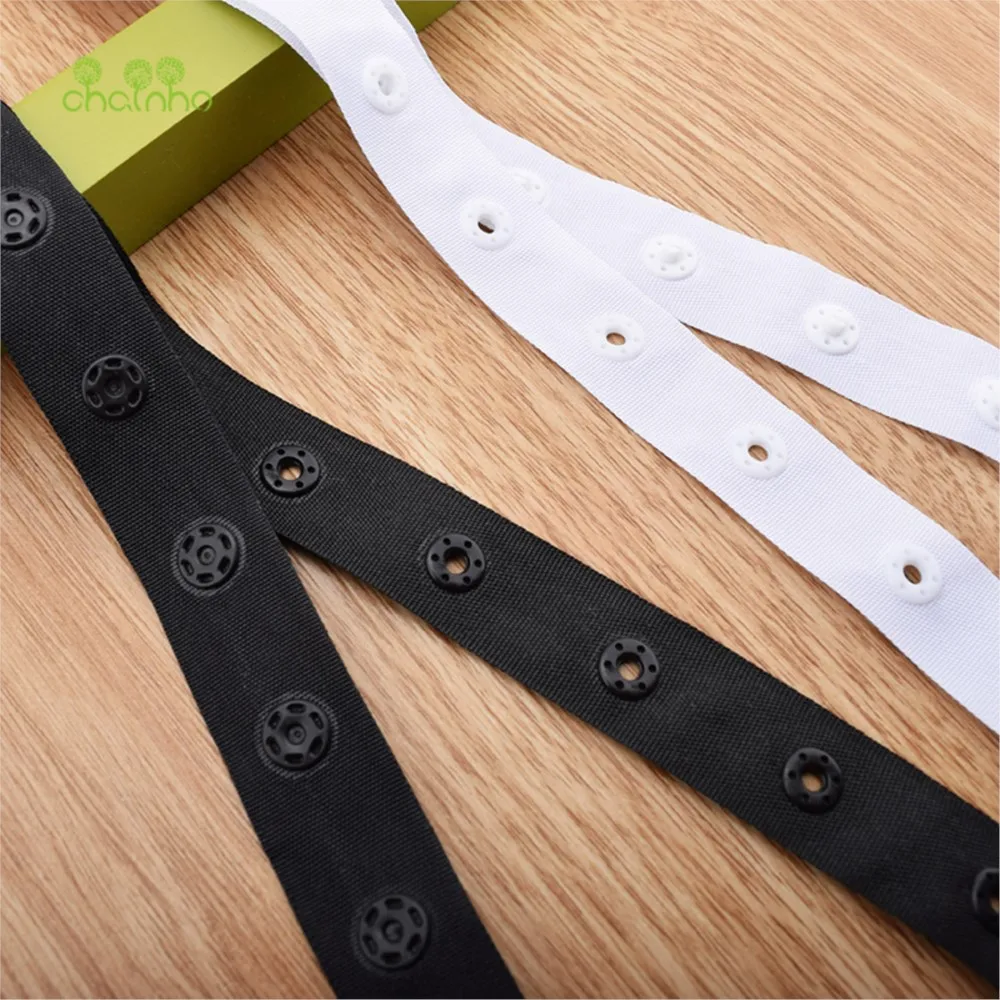 Plastic Snap Buttons Press Studs with Webbing Tape, 25mm Spacing Gap,DIY Sewing Baby Clothing Accessories,Various Lengths,26B20