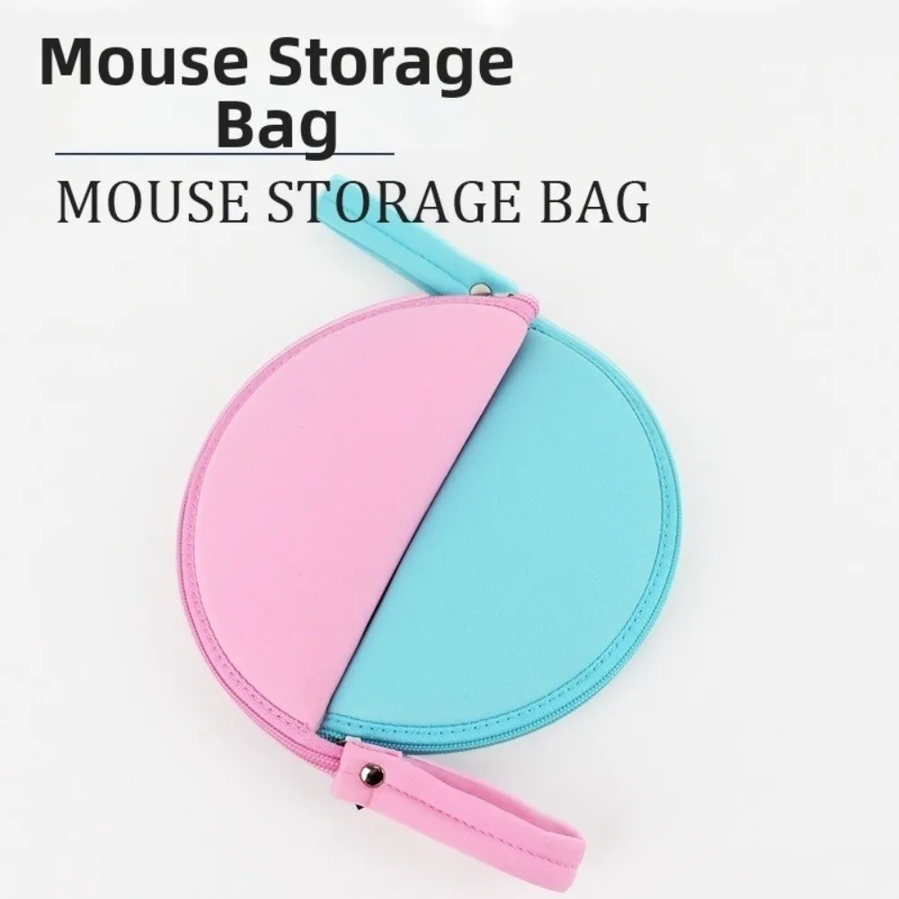 Padded Protection Mouse Storage Pouch Convertible Mouse Pad Zipper Closure Mouse Pad Pouch Wrist Strap Mouse Carrying Case
