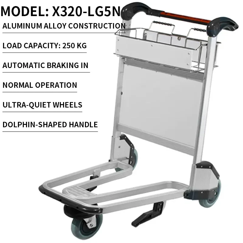 Airport Luggage Carts, Manual Brakes, Hotel Shuttle and Luggage Transport Carts, Flatbed Carts for Train Station Car(Customized)