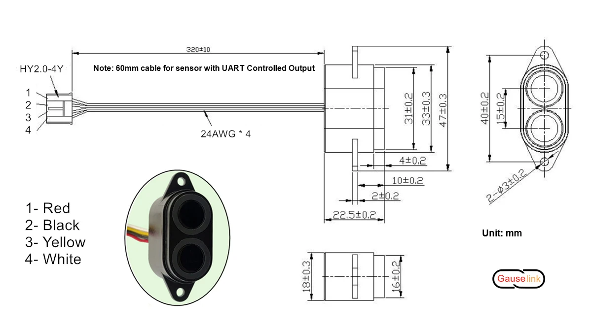 Mini-Ultraschall-Ultraschallsensormodul, Bereich 300 cm, Blindzone 2 cm, für KI-Entfernungsmessung, Flüssigkeitsstand, wasserdichtes Licht – Detail 9