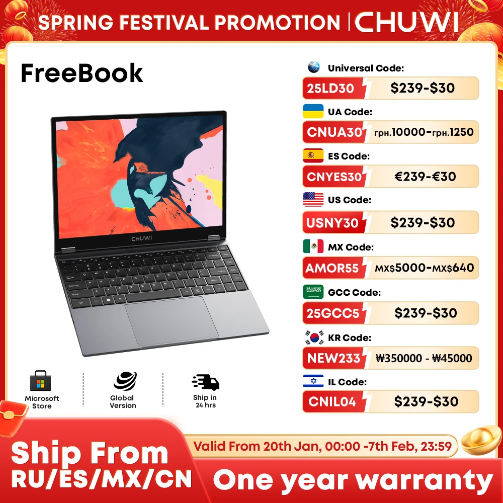 CHUWI FreeBook 2-in-1 Laptop Tablet,512GB SSD 12GB LPDDR5,Intel N100/i3 1215U 13.5