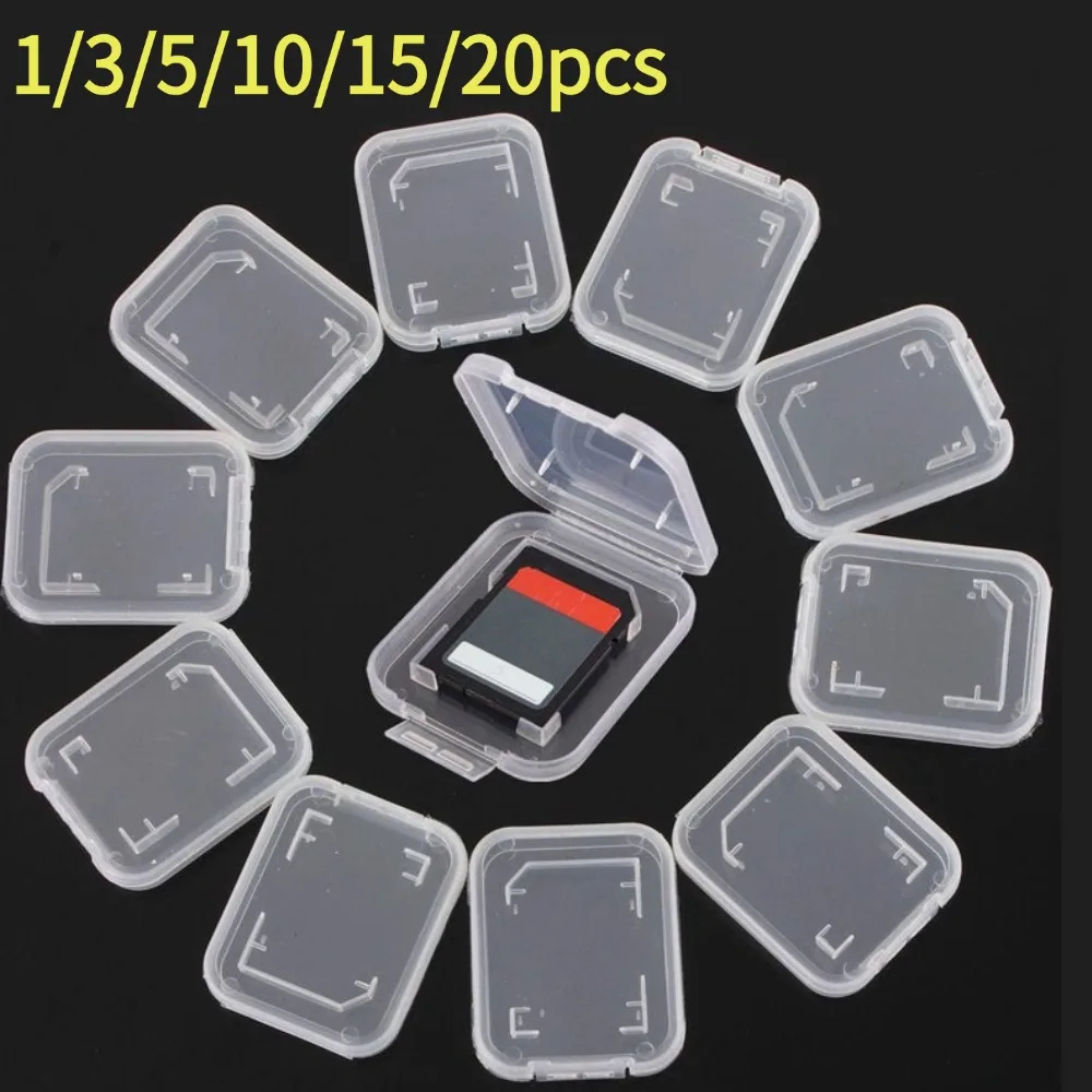 20/15/10/5/1PCS Transparent SD/SDHC Memory Card Protective Case Holder Storage Boxes Mini Clear SD SDHC Memory Card Case