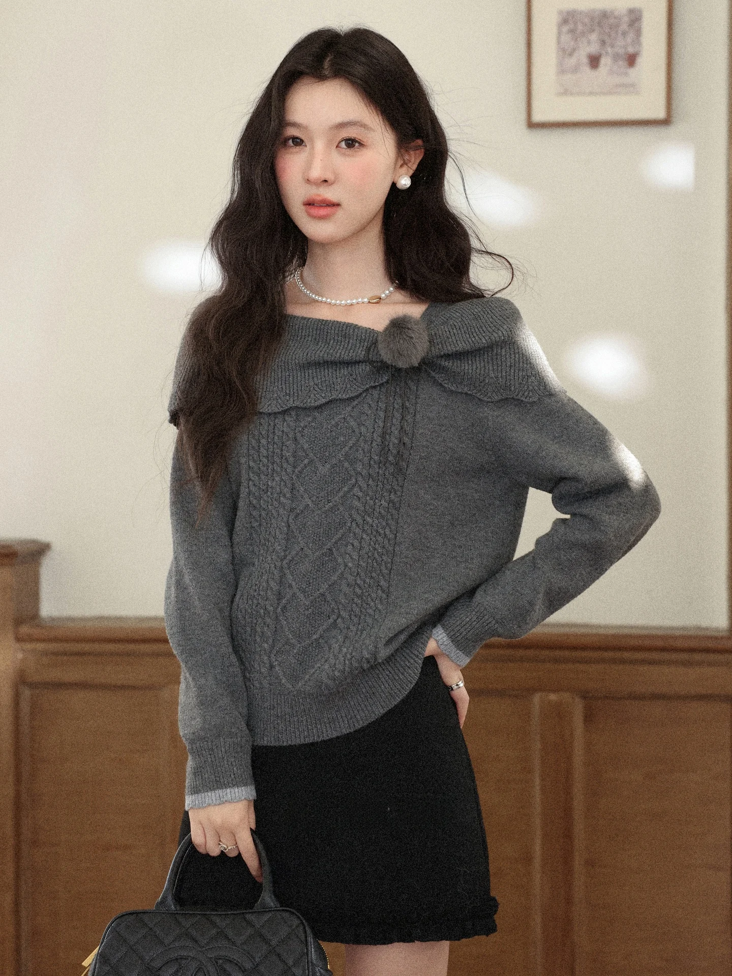 

Вязаный свитер женский зимний, премиум-класса, для ношения под одеждой, с прямым кроем, длинными рукавами и круглым вырезом