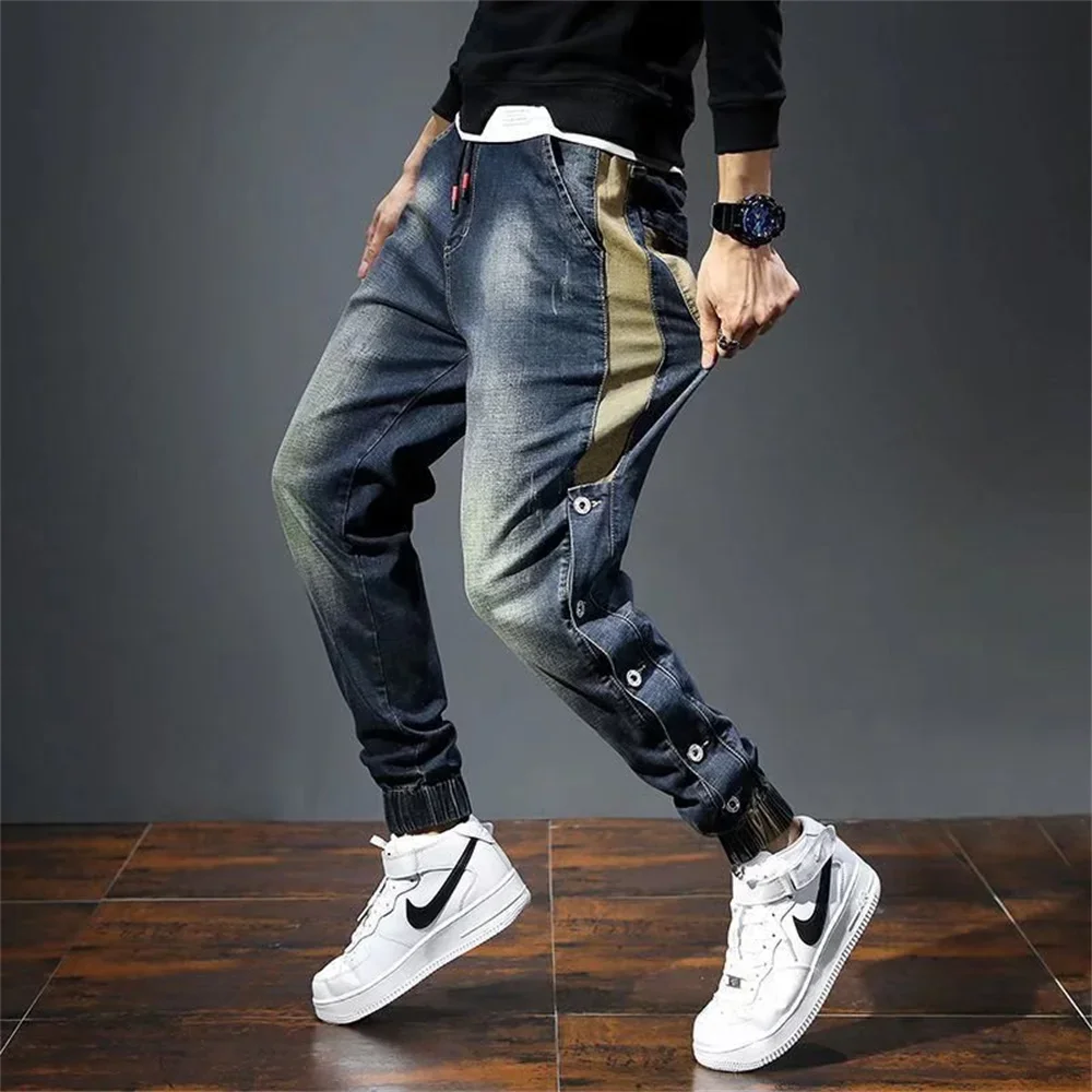 Pantaloni in Denim moda nuovo arrivo stile coreano Streetwear Stretch comodi Jeans Slim Fit solidi pantaloni Casual classici da uomo