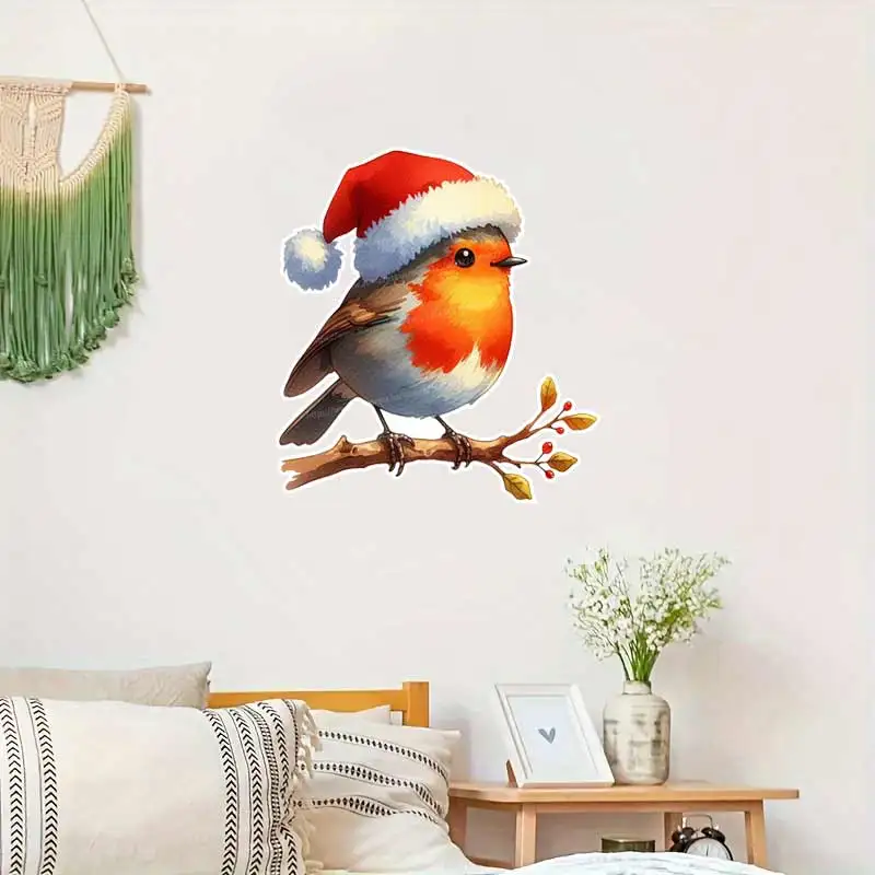 Christmas Bird Wall Sticker Baby Kids Room Decoration Mural Self-adhesive BedroomHome Wallpaper Nursery Decor Decals M1369