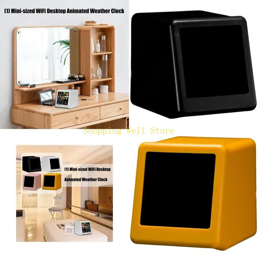 Station météorologique WiFi KX4B Affichage température météorologique Humidité Time Alarmoire Décoration bureau pour à