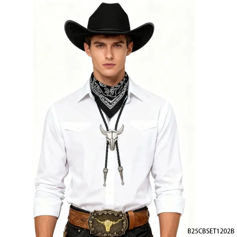 

PESENAR "Western Cowboy Costume Set: Hats, Bandanas & Fringe Gear, Ideal for Wild West Themed Dress-Up Parties."