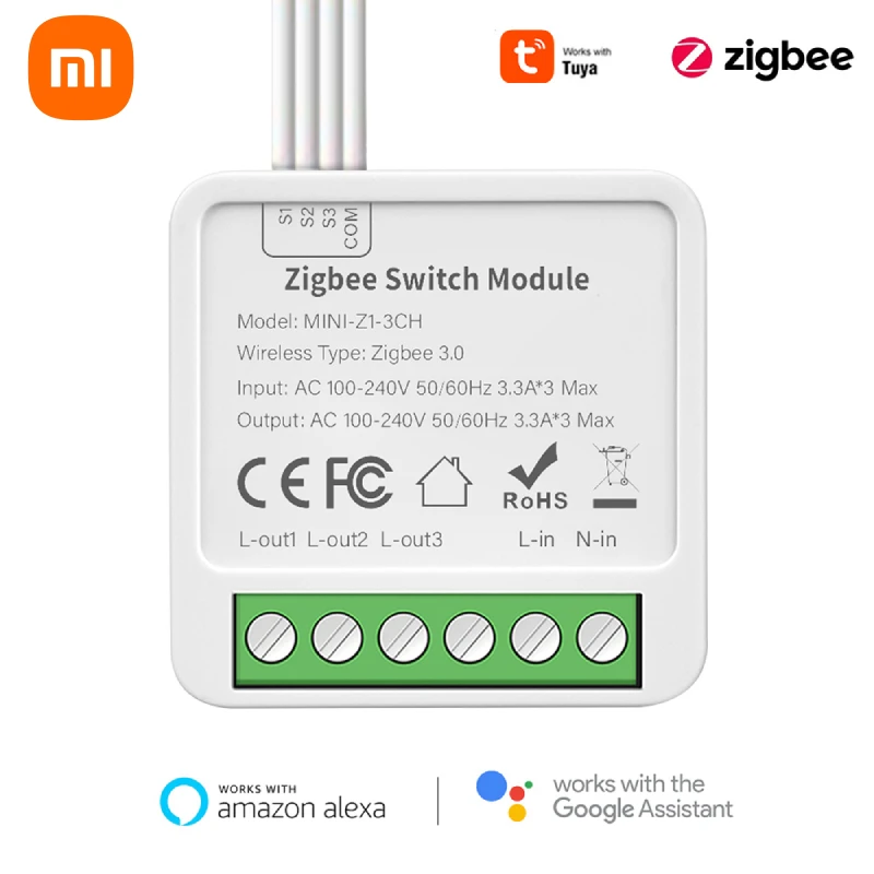 

Умный выключатель Xiaomi Tuya Zigbee, модуль для клавиш 2/3/4, дистанционное управление через приложение, поддержка Alexa Google Home Assistant, Яндекс. Алиса