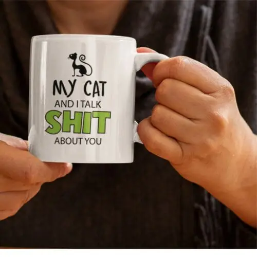 Funny Cat Mug 11oz White Ceramic Coffee / Tea Mug Gift For Him or Her Cat Lover