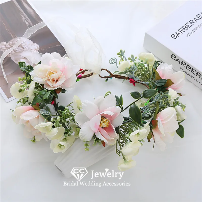 

CC Цветочные ленты для волос Свадебные мероприятия Женские аксессуары для волос Подружки невесты Головной убор Фестивальное украшение Лесное праздничное платье at153