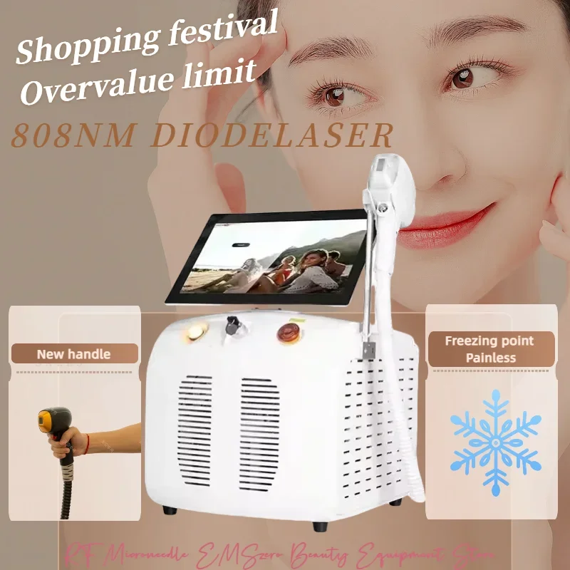 

2 in 1 Professional Diode Ice Iaser Body Hair Removal Machine 808 755 Alexander Stone Equipm0ent 4 Waves IPL Permanent Porta