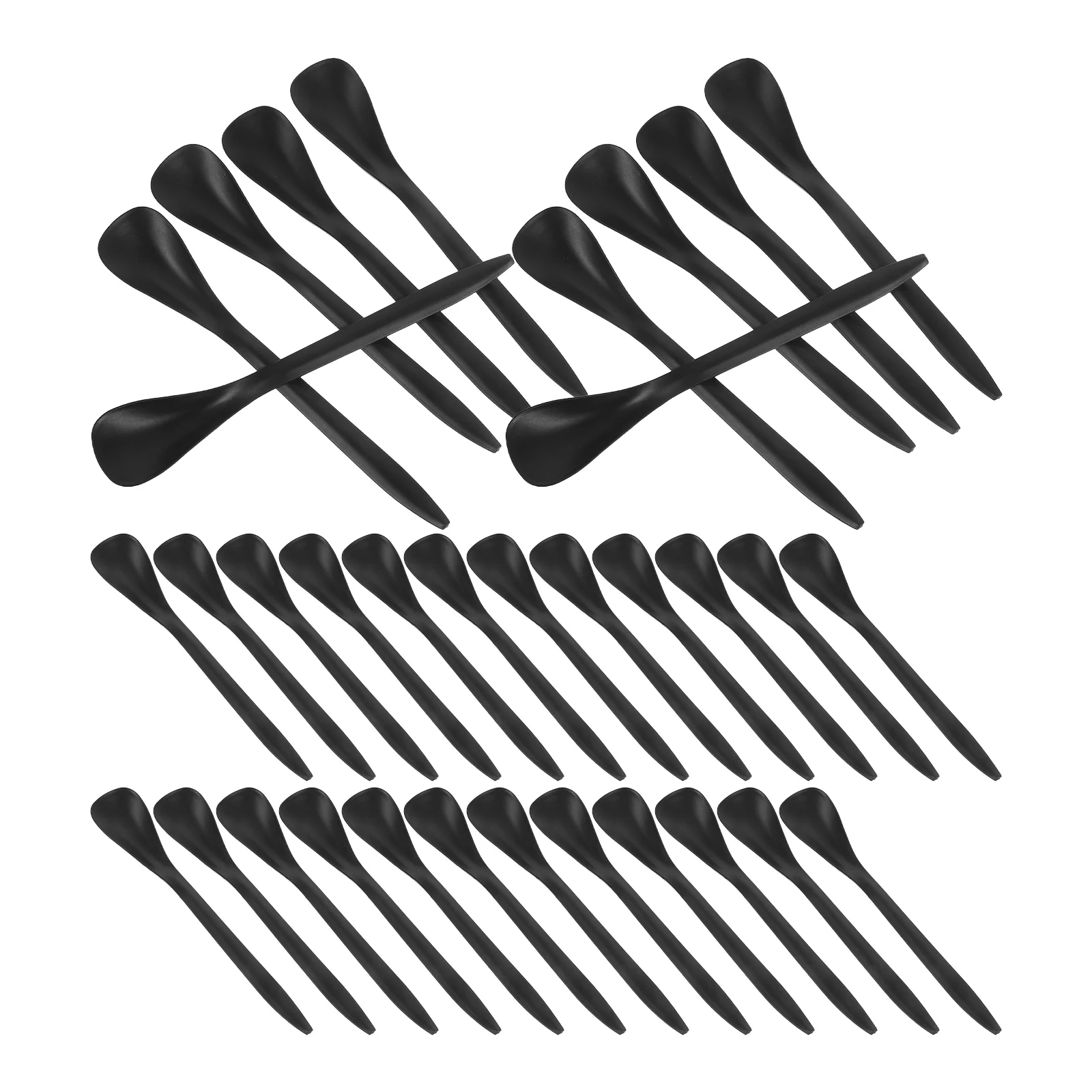 

200 PCS Dessert Spoon Cocktail Mixing Utensils Black Plastic Mini Tasting Spoons