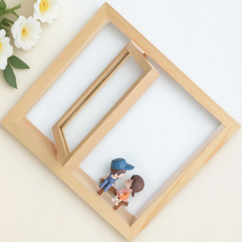 

Rotary Picture Frame Cartoon Couple Design Double-Side Rotatable Desktop Photo Frame Practical Table Decoration