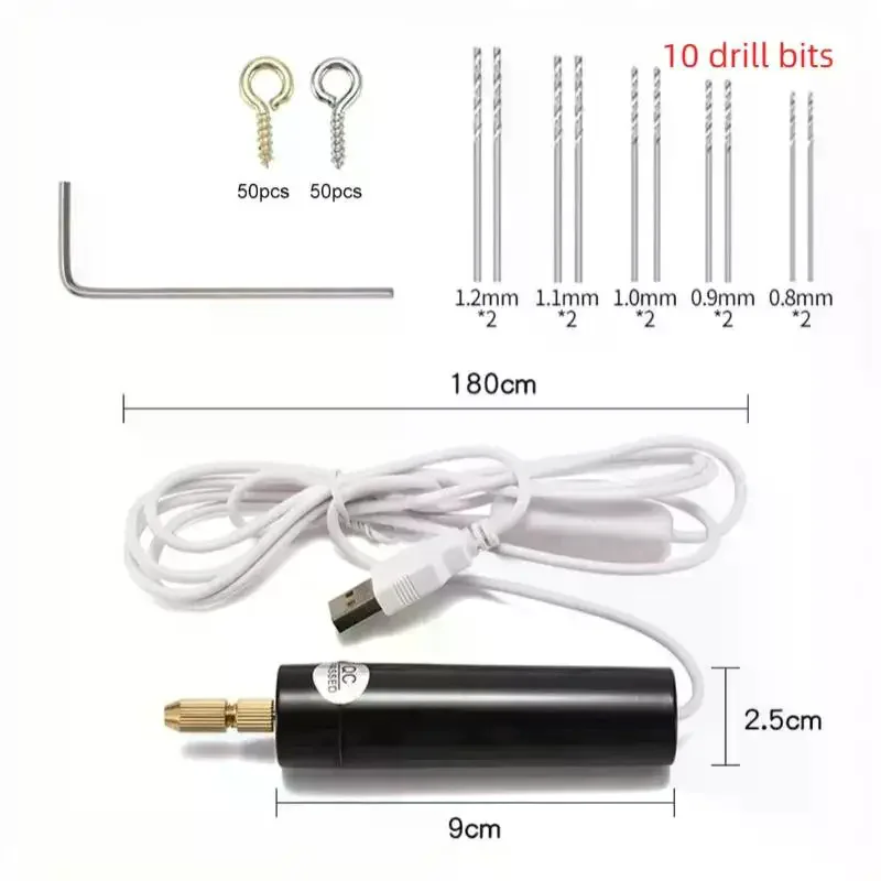 1 Set Handheld Mini Electric Drill USB Rechargeable Engraving Pen for Jewelry Making Small DIY Repairs