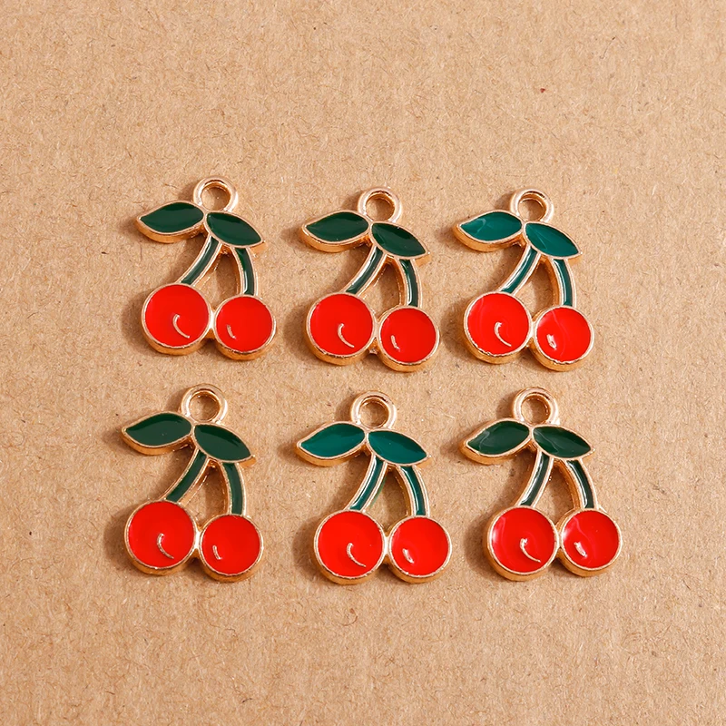 10 Stück süße Emaille-Frucht-Charms für die Schmuckherstellung, Kirsche, Ananas, Banane, Apfel, Charms, Anhänger für DIY-Halsketten, Ohrringe, Geschenk – Detail 9
