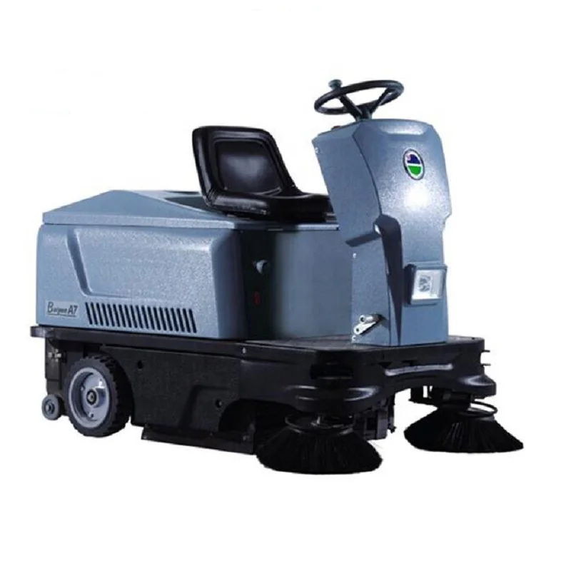 Outdoor Street Electric Power Rotating Brush Spray Water Ride On Seat Type Floor Sweeper For Road Leaf Dust Garbage Cleaning