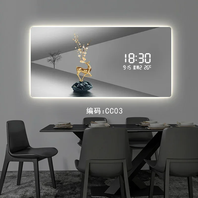 light luxury digital display electronic wall clock guest restaurant decoration painting radar induction light plug-in wall clock
