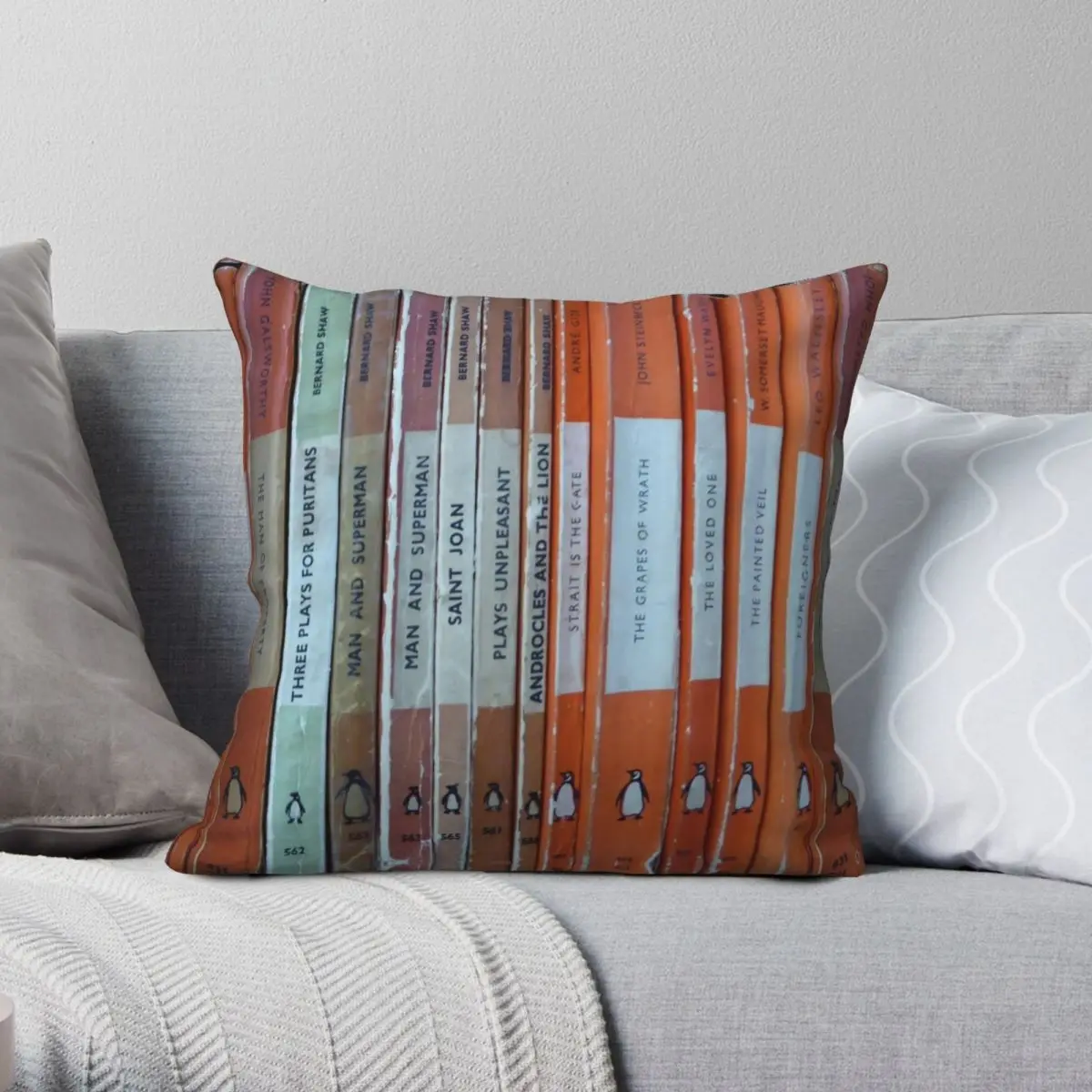 

Old Penguin Books Classics Nerd Square Pillowcase Polyester Linen Velvet Pattern Zip Decor Sofa Cushion Cover