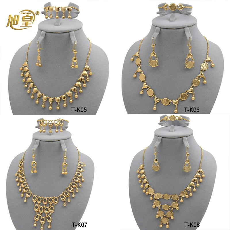 

XUHUANG Dubai Necklace Bracelet Earrings Jewelry Sets For Women Hawaiian Ethiopia Charm Choker Pendant Set Wedding Banquet Gifts