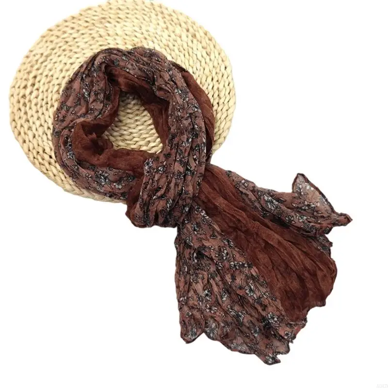 

Fashionable Braided Design Scarf With Crinkle Detailing Multiuse Polyester Shawl