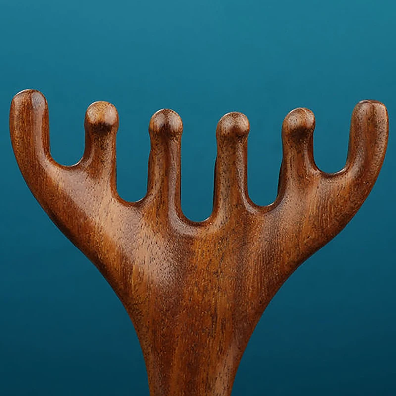 Resina Deer Antlers Body Massage Comb, Acupuntura de Dente Largo, Ajuda a Circulação Sanguínea, Anti-estático Cabelo Suave, Meridian