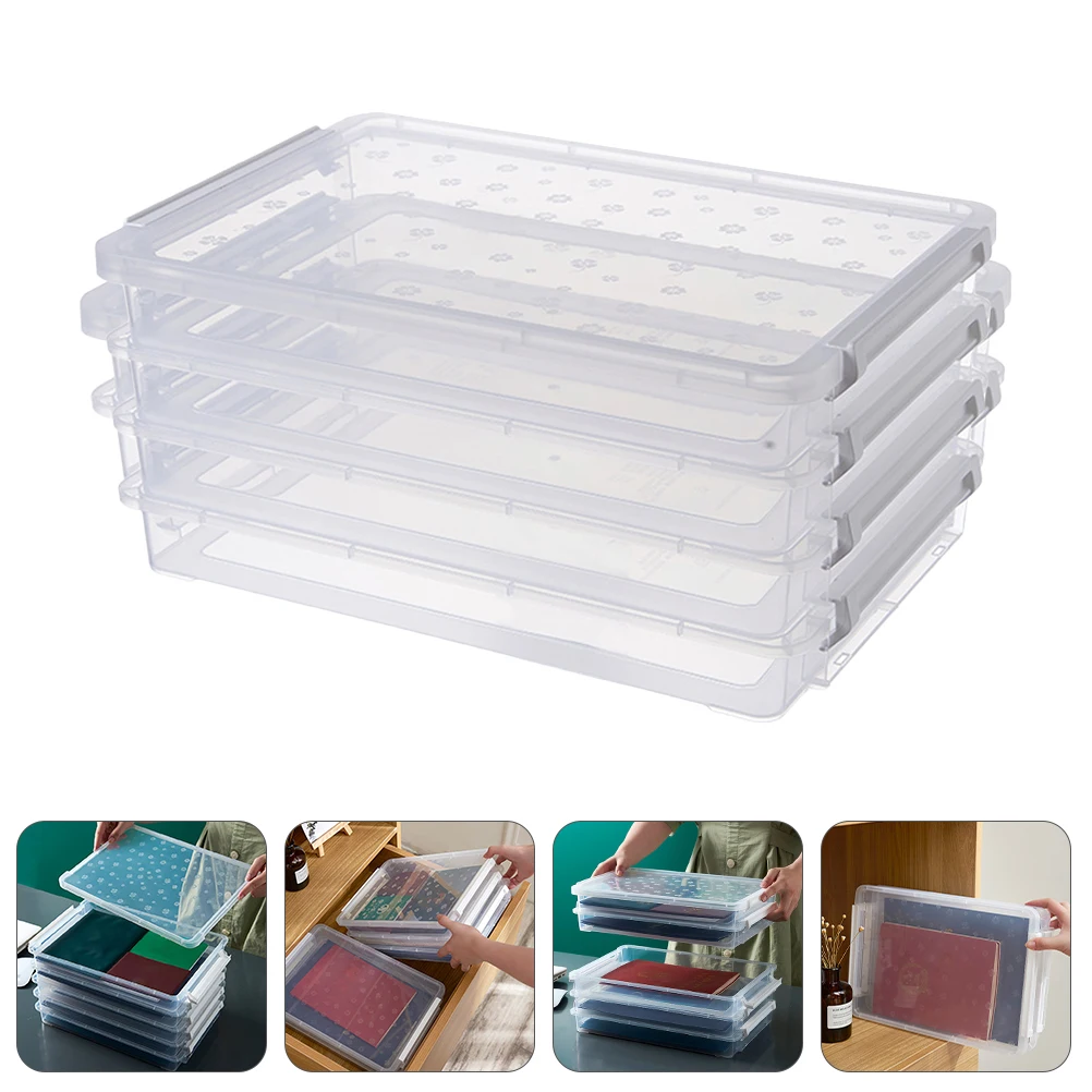 Transparent Storage Box Clear Plastic Document Organizer File Paper Certificate Multilayers File Storage Container Desktop