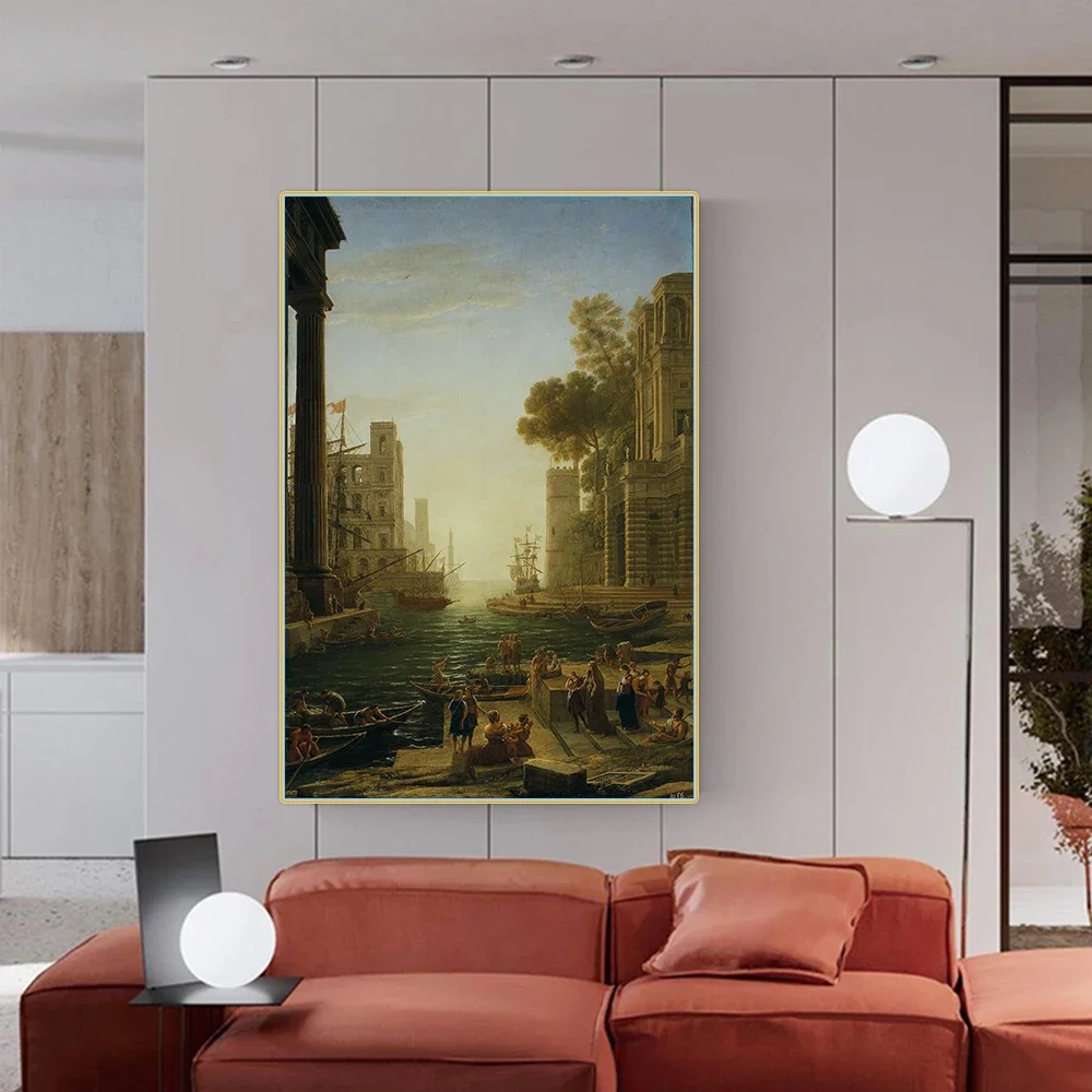 Claude Lorrain《Landscape with St Paula of Rome Embarking at Ostia》Canvas Oil Painting Picture Wall Decor Home Decoration