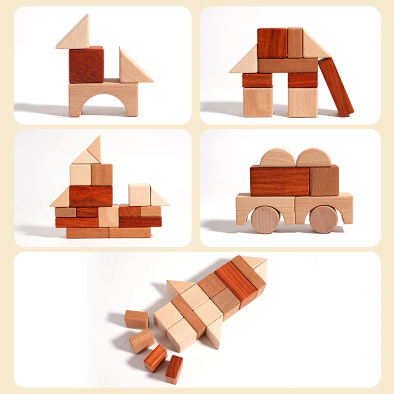 1-Box Wooden Creative Large-Piece Building Blocks Toy Set, Children's Educational Block Stacking Game