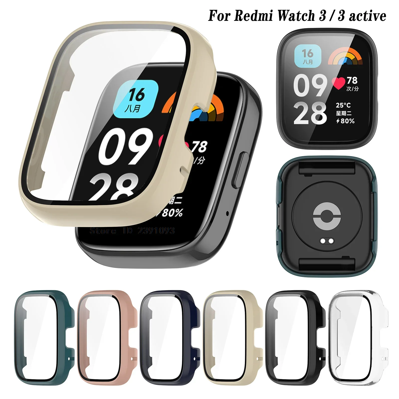 Voll abdeckung Displays chutz Stoßstange Glas für Redmi Uhr 3 aktive Hard-PC-Gehäuse Abdeckung gehärtetes Glas für Redmi Uhr 4/3/3 Lite