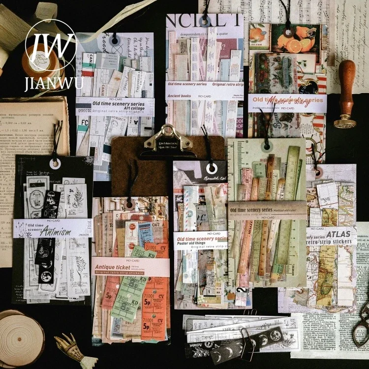 JIANWU Vintage Plant Ticket Bill Label Landscape Material Collage Scrapbooking Sticker Creative DIY Journal Stationery