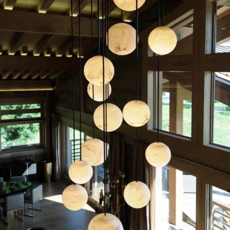 spherical chandelier, stone chandelier, creative ceiling bubble ball, marble decoration, suitable for bedroom and living room