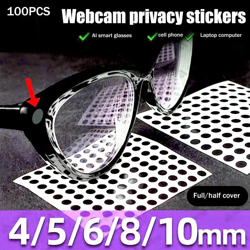 100pcs Black Light-Blocking Stickers For  Glasses AI Intelligent Glasser Record Video Shading Sticker Privacy Stickers