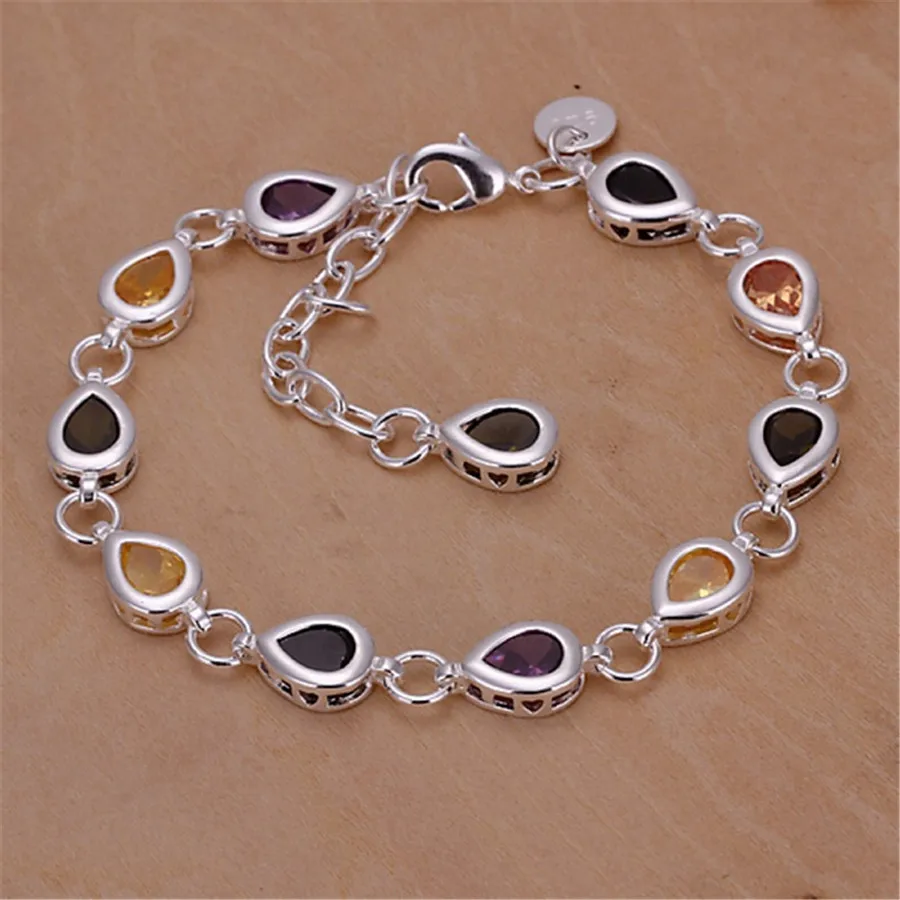 925 Sterling silver charm Bracelets AAA Zircon chain crystal Jewelry fashion for women wedding lady cute