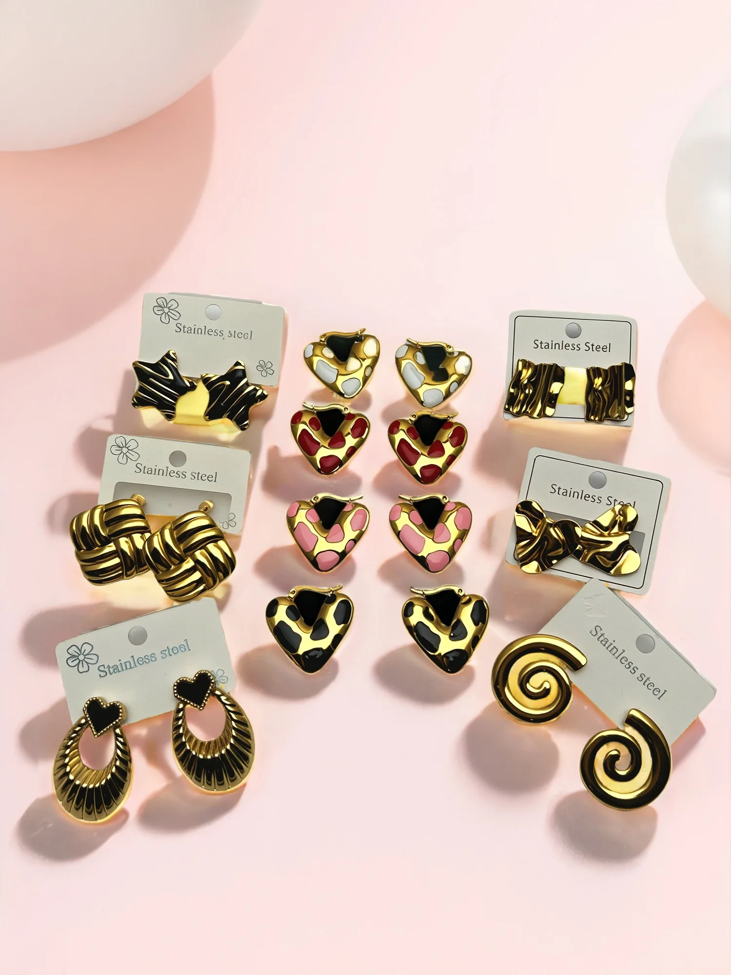 18 Pairs/Multi-Functional Stainless Steel And Stud Set, (Randomly Selected) Irregular Multi-Element Earrings