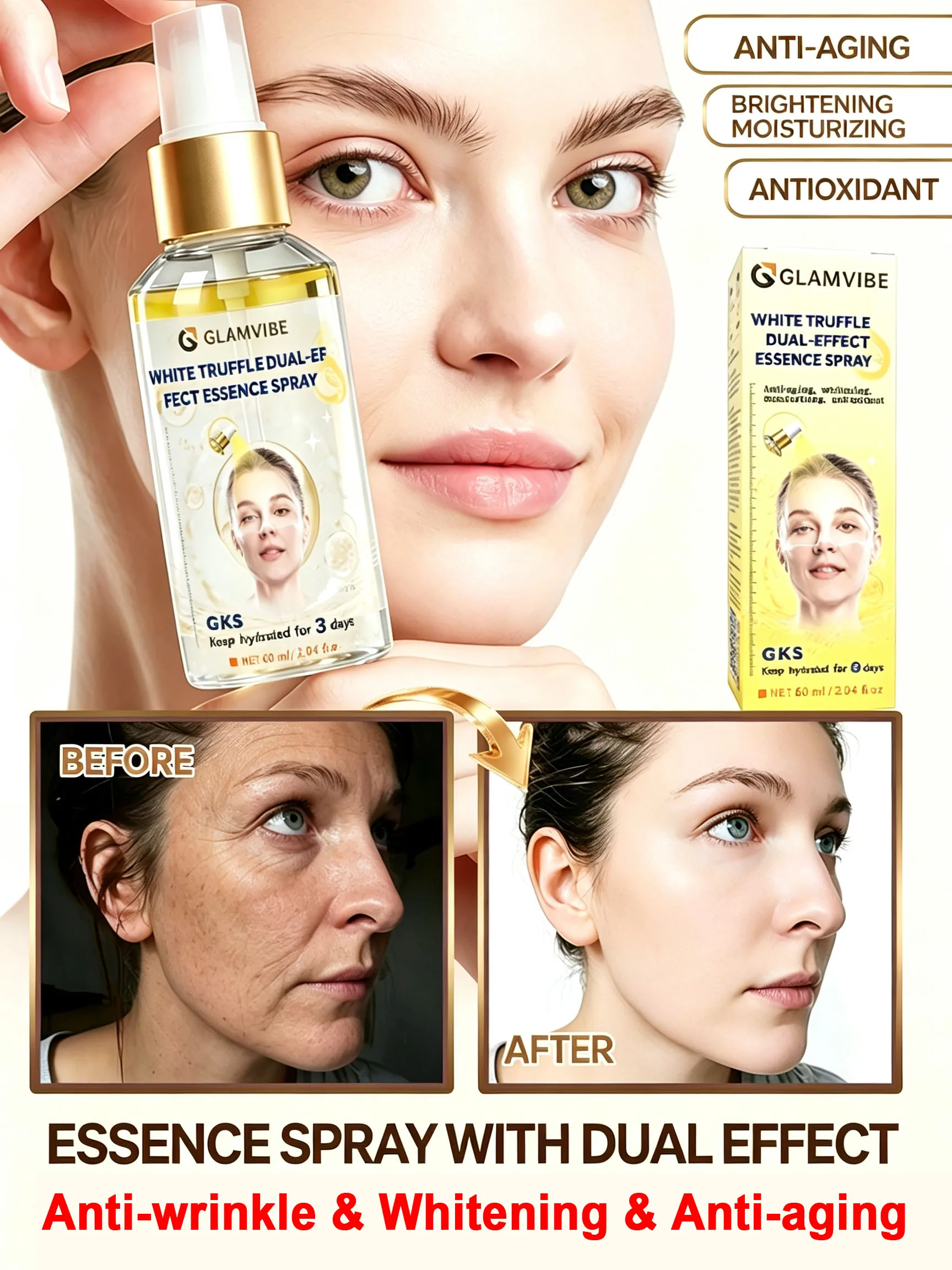 POZOAMIS White Truffle Dual-Action Spray Serum: Instantly Smooths Fine Lines Wrinkles Effectively Combats Aging Firms Lifts The Face Brightens the Complexion Formulated With Natural Ingredients For Gentle Hydration An Essential Facial Care Product