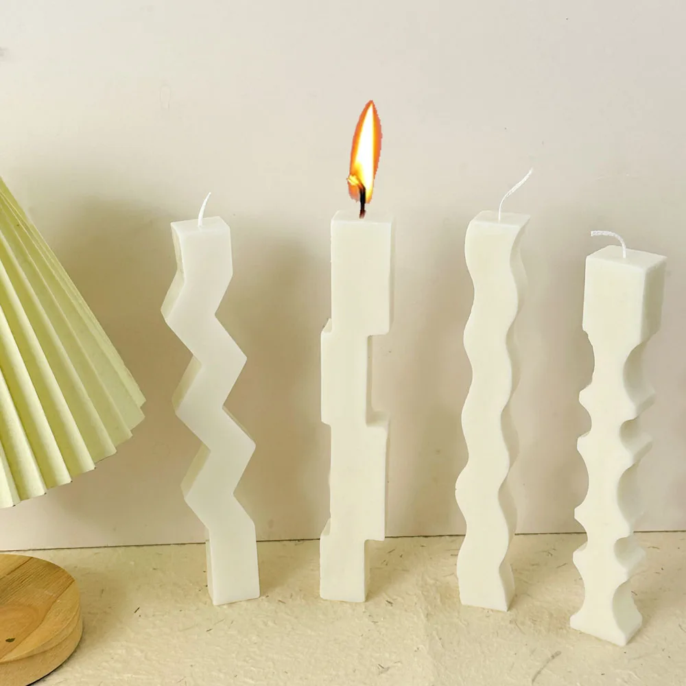 Creative Wavy Strip Silicone Candle Mold DIY Geometric Columnar Scented Candle Soap Craft Making Plaster Resin Molds Home Decor