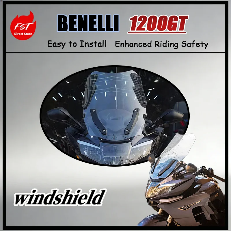FOR Tall Extended Windshield Fit Benelli 1200GT & 600GC, Imported High Transparent Windscreen, Thick Stable at Highway Speed