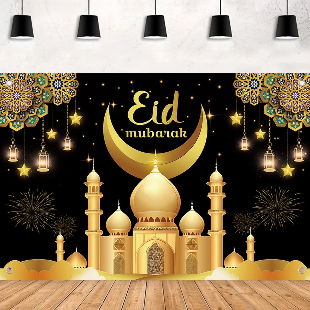 150x100cm Eid al Fitr Mubarak Ramadán Karim Fondo de fiesta musulmana islámica Eid al Fitr regalos decoración de Ramadán