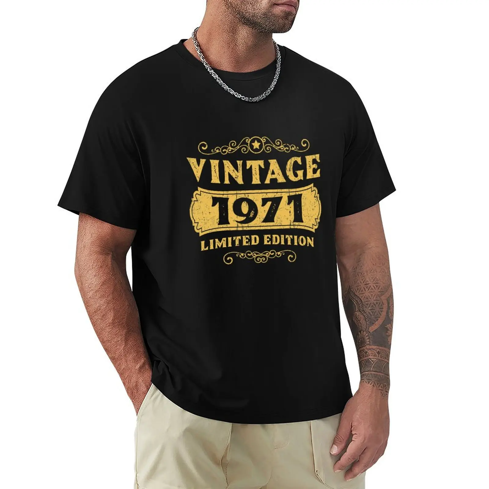 

Vintage Born 1971 T-Shirt summer tops custom t-shirts plus size tops shirts men graphic